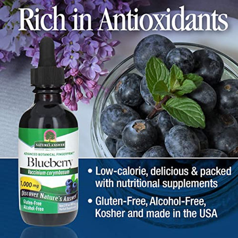 Nature's Answer - Natures Answer’s Extrato de Frutas de Mirtilo para os Olhos 60ml | Suporte para Olhos e Visão | Rico em Antioxidantes | Promove Circulação Sanguínea | Alivia Vermelhidão e