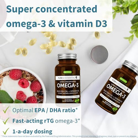 Igennus Healthcare Nutrition - Óleo de Peixe Selvagem Avançado Omega-3 – 1000mg EPA e DHA – 60 Cápsulas
