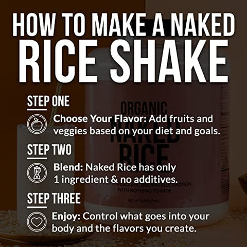 Naked Nutrition - Naked Rice 454g – Pó de Proteína de Arroz Integral Orgânico – Proteína Vegana, Livre de Transgênicos, Sem Glúten
