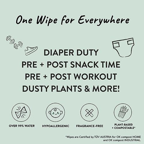 The Honest Company - Toalhas Umedecidas Honest Company Clean Conscious Sem Perfume | Mais de 99%% de Água, Compostáveis, à Base de Plantas | Hipoalergênicas para Pele Sensível, Verificadas pelo EWG | Estampa Divertida, 288 unidades