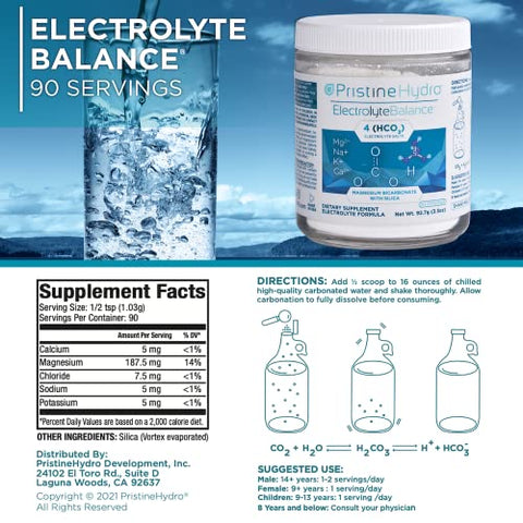 Suplemento de Magnésio Eletrólito por PristineHydro® — Equilíbrio Eletrolítico® com Bicarbonato de Magnésio e Sílica — Reposição de Nutrientes Essenciais para Maximizar o Desempenho Corporal (90 cápsulas)