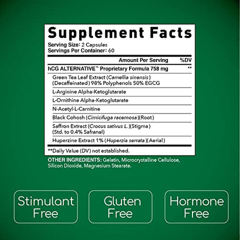 Alternativa hCG para perda de peso – Pílulas queimadoras de gordura para homens e mulheres – Acelera o metabolismo e apoia dietas saudáveis – Fórmula alternativa – Suprimento de 30 dias - BioGenetic Laboratories