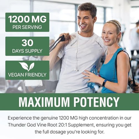 Rosmolo - 1200 MG Extrato de Raiz de Thunder God Vine 20:1, Suplemento Herbal Tripterygium Wilfordii, Fórmula Vegana com Extrato de Lei Gong Teng, 60 Cápsulas