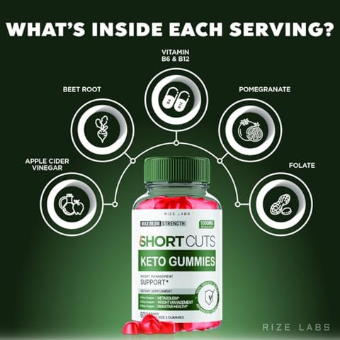 rize labs - (2 Pacotes) Gomas Keto Shortcuts, Shortcuts Keto para Perda de Peso Avançada, Suplemento Shortcuts Keto ACV para Energia e Metabolismo, Análise das Gomitas Short Cuts (120 Gomas)