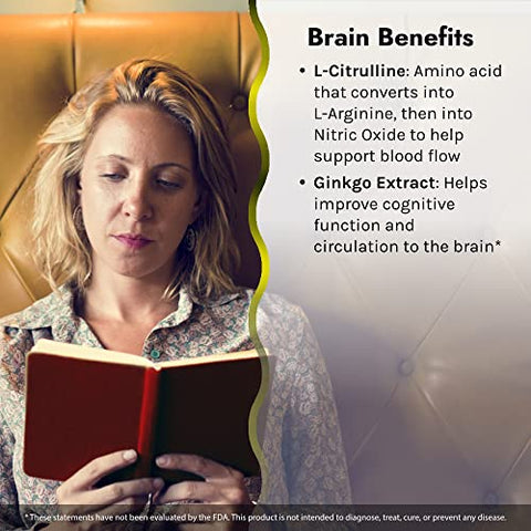 Brain Awake – Impulsionadores de Óxido Nítrico Vermelho para Desempenho Aprimorado e Foco – 60 Cápsulas - Irwin Naturals
