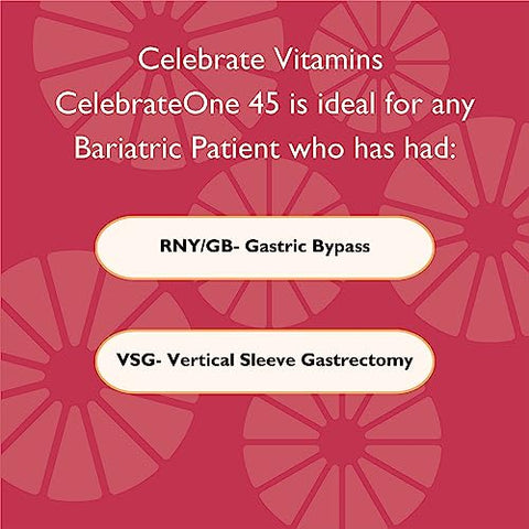 Celebrate Bariatric Supplements - Celebrate Vitamins CelebrateONE 45 Chewables – Multivitamínico Bariátrico de 1 por dia com 45mg de Ferro – Vitaminas Essenciais