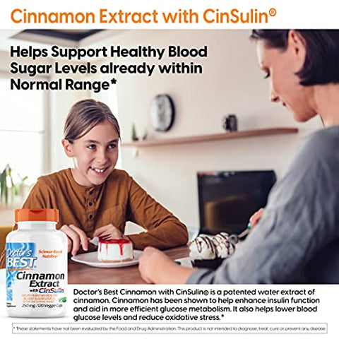 Doctor's BEST - Doctor’s Best Extrato de Canela com Cinsulin 250 mg 120 Cápsulas Vegetais – Melhor Marca