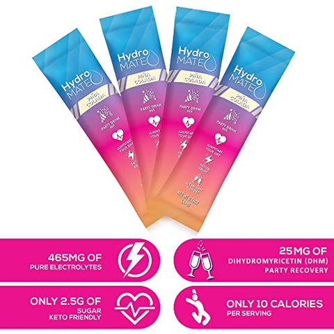 HydroMATE Pó de Eletrólitos Sabor Abacaxi Acelerador de Hidratação Baixo em Açúcar para Recuperação Favors de Festa Tropical Pina Colada 30 Unidades - NatureWorks