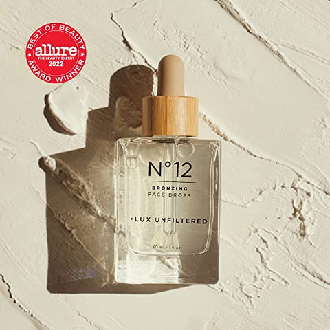 Lux Unfiltered - Lux Unfiltered N°12 Gotas Autobronzeadoras para o Rosto sem Fragrância, Gotas Autobronzeadoras para o Rosto, Ácido Hialurônico, Vitamina E, Óleo de Maracujá, Livre de Glúten, Cruelty Free e Vegano