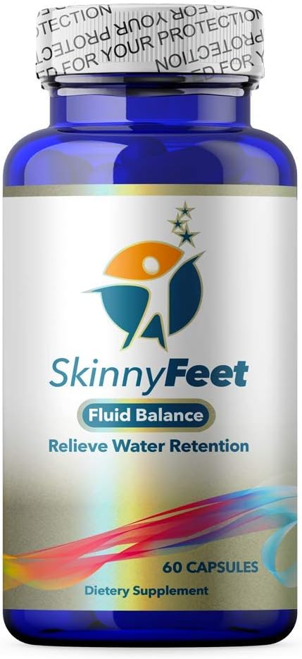 SKINNY FEET - Suporte para Retenção de Água e Inchaço – Reduz Retenção Geral de Líquidos no Corpo – Incluindo Pés, Tornozelos, Pernas, Mãos. Suplemento Natural para Edema (60 Cápsulas)