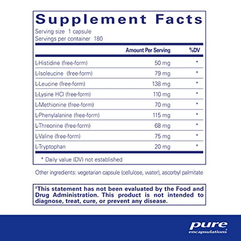 Aminoácidos Essenciais – Suporte para Recuperação Muscular – 60 cápsulas - Pure Encapsulations