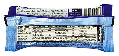 Luna - LUNA BAR – Barras de Lanche sem Glúten – Cupcake de Chocolate – 8g de Proteína – Não-OGM – Lanche Saudável à Base de Plantas – Snacks para Levar (Barras de Lanche de 48g, 30 Unidades)