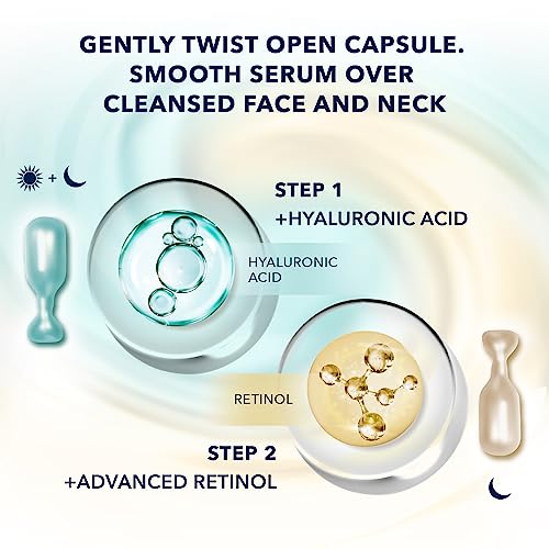 Multi Correxion Cápsulas de Soro Noturno com Ácido Hialurônico (30 CT) para hidratação intensa RoC Cápsulas de Retinol (7 CT), Rotina de Cuidados com a Pele, Tratamento Antienvelhecimento para Rugas - RoC