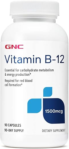 Vitamina B-12 1500mcg, 90 Cápsulas, Suporta Produção de Energia - GNC
