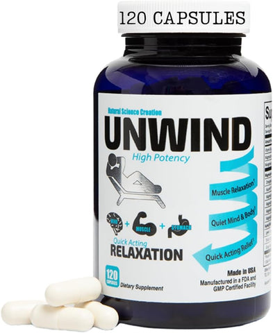 Natural Science Creation - Unwind – Suplemento Avançado de Relaxamento, Magnésio Elemental de Força Máxima, Melissa, Primavie Shilajit, Gengibre – 120 Cápsulas – Fabricado nos EUA