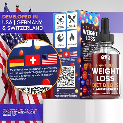 BIOTEQUELAB - Diet Drops para Perda de Peso Noturna – Controle de Apetite, Queimador de Gordura, Estimulador de Metabolismo – Vinagre de Maçã, Canela, Pimenta Caiena