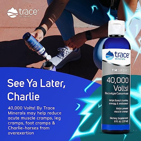 40,000 Volts Concentrace Líquido | Hidratação Corporal e Função Muscular Normal | Minerais Iônicos, Magnésio, Potássio | 48 Porções - Trace Minerals
