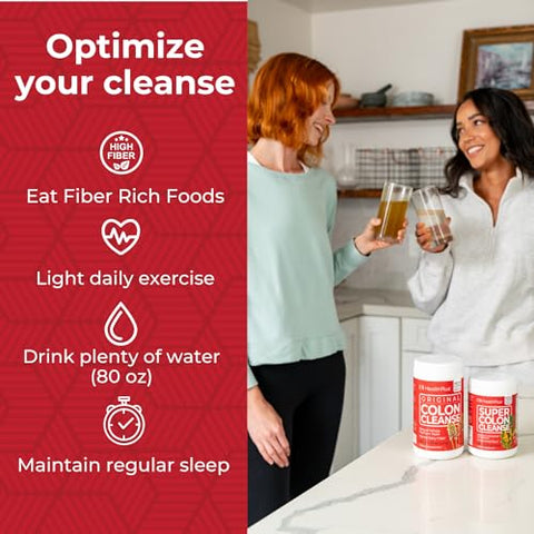 Super Colon Cleanse: Pó de 12 oz (340g), 68 Porções – Desintoxicação Natural, Alívio da Constipação Digestiva, Limpeza Suave do Intestino com Casca de Psyllium - Health Plus