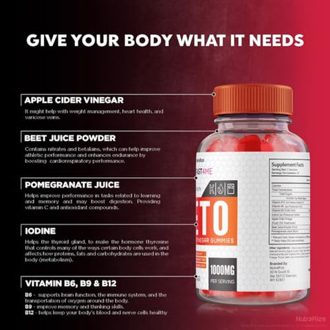 NutraRize - (3 Pacotes) Gomas KetoFast4ME ACV – KetoFast 4 ME Gomas Keto ACV, Gomas Keto Fast4ME para Perda de Peso Avançada, Suplemento de Força Máxima, Gomas Keto Fast 4 ME Gomitas Gummy