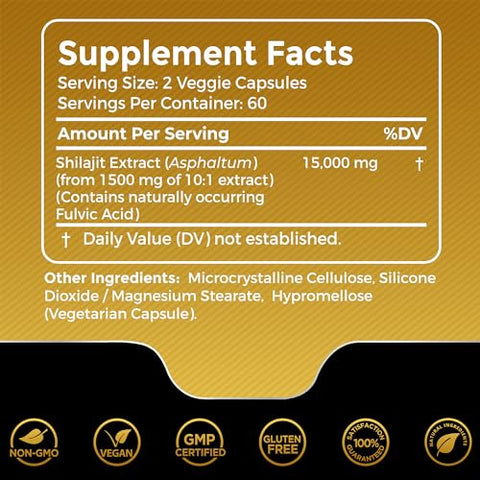 WELLNESS LABSRX - Shilajit Puro Himalaia Orgânico – 120 Cápsulas 15.000mg – Homens – Shilajit – Comprar Agora!