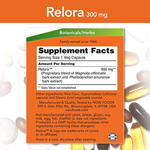 NOW Foods - Now Foods Relora 300 mg – Cápsulas Vegetais, 120 Unidades (Pacote com 3)