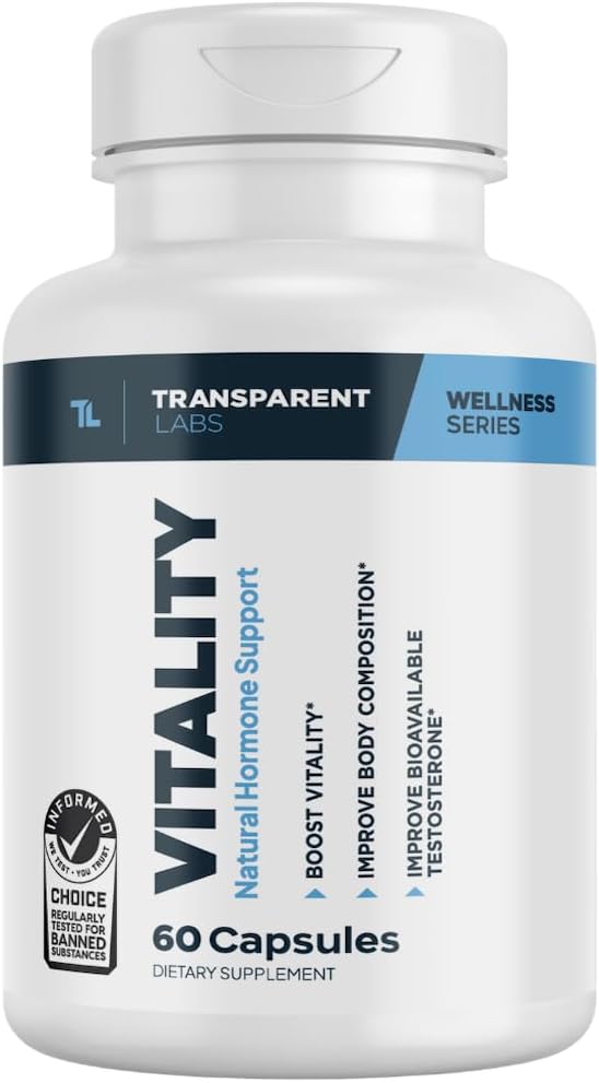 Transparent Labs - Vitality Testosterone Booster – Suplemento de Testosterona para Homens com Ashwagandha KSM 66 e Extrato de Shilajit PrimaVie