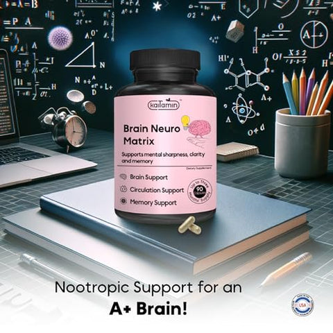 Kaitamin - Nootropic Vitamin Brain Matrix – Ginkgo Biloba, Huperzine A, Bacopa Monnieri, L-Carnitine, Phosphatidylserine – Melhora Memória e Concentração