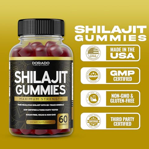 DORADO NUTRITION - Shilajit Gummies (60 Unidades) – Potência para Homens – Marca Shilajit