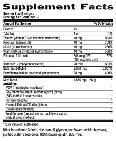 Maxi-Hair for Men – 2000mcg Biotina, Saw Palmetto, Óleo de Semente de Abóbora, DIM, Potássio, Magnésio, Cálcio | Cabelos Fortes e Saudáveis - Country Life