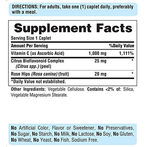 Puritan's Pride - Puritan’s Pride 1000 mg com Bioflavonoides Rose Hips – Suporte ao Sistema Imunológico, Vitamina C, Sem Sabor, 250 Comprimidos