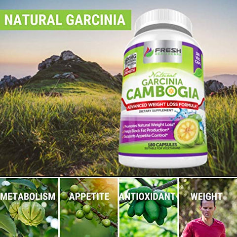 Extrato 100% Puro de Garcinia Cambogia – Supressor Natural de Apetite – 60 Cápsulas - FRESH HEALTHCARE