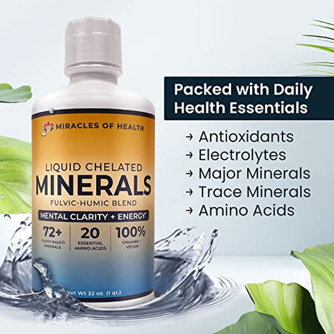 Miracles of Health - Minerais Quelados Líquidos | 72 Principais Orgânicos