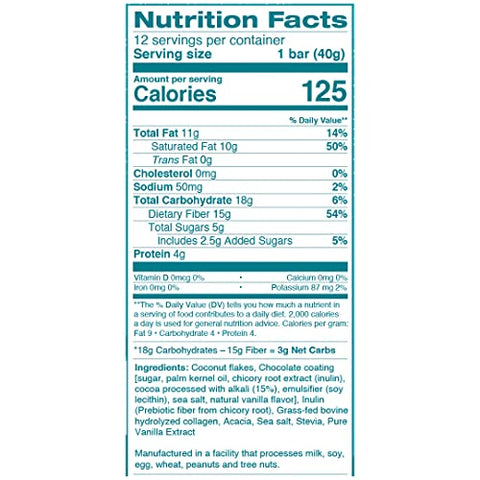 Keto Barra de Colágeno de Fibra (12 barras) – Alta Fibra, Baixo Carboidrato – Sem Glúten, Não-OGM - Dr. Kellyann