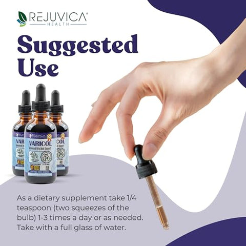 Rejuvica Health - Varicol – Suporte Avançado para Ácido Úrico – Entrega Líquida para Melhor Absorção – Cereja Tart, Chanca Piedra, Semente de Aipo, Gengibre – 100% Natural