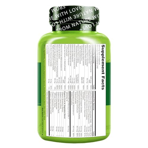 Multivitamínico Diário para Mulheres – Suporte Energético – Suplemento Alimentar à Base de Alimentos Integrais para Nutrir Cabelos, Pele, Unhas – Não-OGM – Sem Soja – Sem Glúten – 240 Cápsulas | Fornecimento de 8 Meses - NATURELO