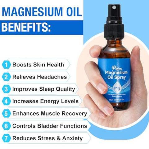 Generic - Spray de Magnésio 2 unidades, Óleo de Magnésio para Pés, Corpo, Pele, Sono, Relaxamento Muscular, Óleo de Magnésio Tópico 100% Puro e Natural, Fácil Absorção