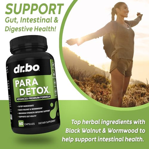 Para Cleanse – Suplemento Intestinal para Adultos – Apoio à Saúde do Intestino – Complexo de Artemísia e Nogueira Preta – Detox e Proteção para Humanos - DR. BO