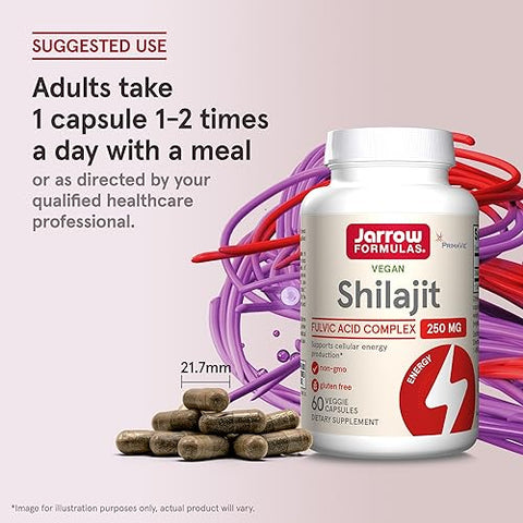 Shilajit 250 mg: Suplemento Alimentar para Energia Celular, 60 Cápsulas Vegetais - Jarrow Formulas