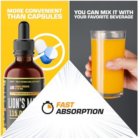 HERBIFY - Suplemento de Cogumelo do Leão – Suplemento Diário para Memória e Concentração