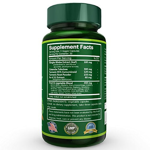 Na'trition - Natrition Brain Booster – Ginkgo Biloba, Cúrcuma, Cistanche Tubulosa, Extrato de Fo-ti – Suporte Antioxidante Natural para Função Cerebral – Clareza, Foco e Melhora da Memória – Marca Natrition