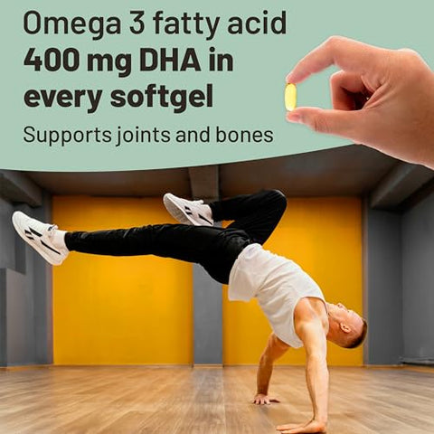 Ômega 3 Vegano – 60 Cápsulas de Óleo de Algas à Base de Plantas, Ácidos Graxos Essenciais com DHA Vegano para Articulações e Coração - Vegan Vitality