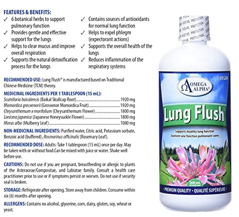 Omega Alpha - LUNG FLUSH – 500ml: Limpeza Pulmonar Potente para uma Respiração Saudável