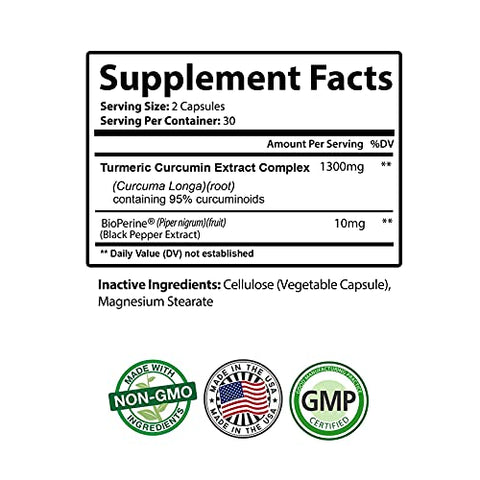 PureNature Plus - PureNature Cúrcuma Curcumina com BioPerine – Turmeric Natureza – 60 cápsulas – 100% natural e potente antioxidante