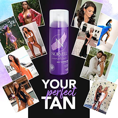 Venetian Sunless Self Tanning Mist – Solução de Spray Airbrush com Bronzer para um Brilho Instantâneo de Beijo de Sol, 200 ml - Norvell