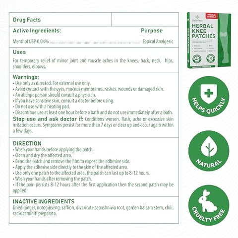 SaluVera - Patches de Alívio da Dor, Placas de Ervas Quentes para Alívio da Dor, Patches de Alívio da Dor no Joelho, Patches para Alívio da Dor no Joelho, Forte Alívio Ósseo para Dor no Joelho, Alívio Duradouro de 12 Horas para Articulações