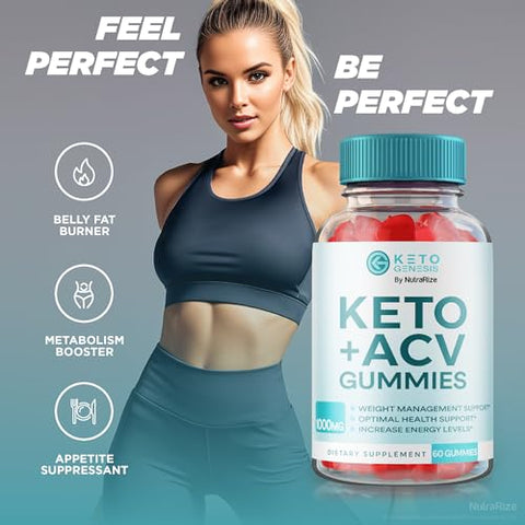 NutraRize - Gomas Keto Genesis ACV para Perda de Peso Avançada – 2 Pacotes | Força Máxima | KetoGenesis – 60 gomas