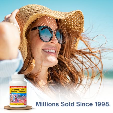 Barefoot Coral Calcium Complete - Suplemento de Cálcio de Coral 1500mg, 90 Cápsulas – Desenvolvido por Bob Barefoot – Apoia a Saúde Geral