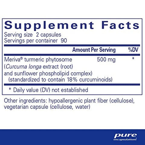 CurcumaSorb 180’s – Meriva Curcumin Phytosome – Suporte para Articulações – Livre de Glúten - Pure Encapsulations