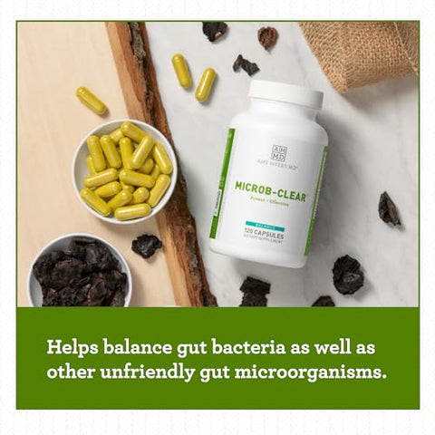 Microb-Clear – Suplemento para Saúde Intestinal – Equilíbrio Saudável no Intestino – Reduz Leaky Gut, SIBO, Inchaço, Constipação – Magnésio, Berberina, Ácido Caprílico – 60 cápsulas - Amy Myers MD