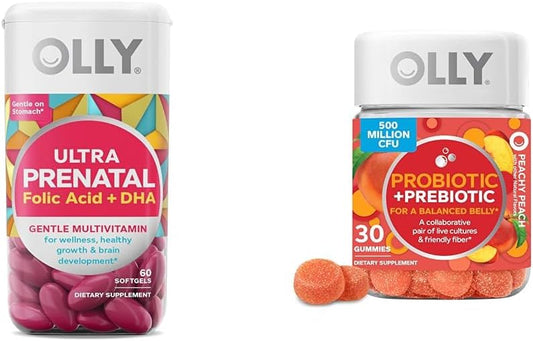 Ultra Strength Prenatal Multivitamin Softgels – Suporte ao Crescimento Saudável e Desenvolvimento Cerebral – 60 cápsulas - OLLY